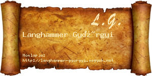 Langhammer Györgyi névjegykártya